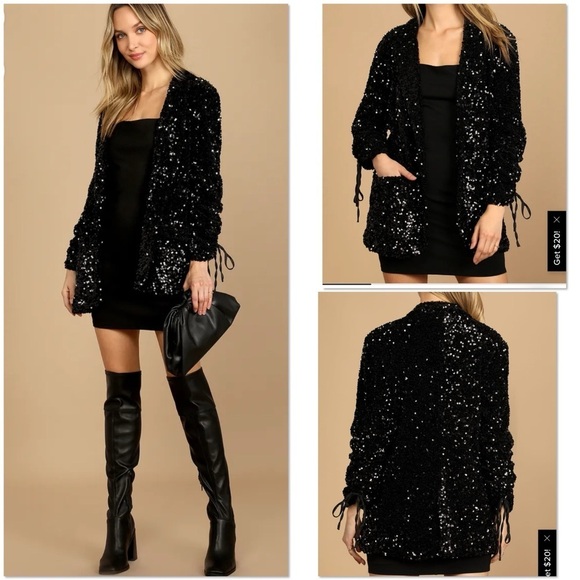 Blank NYC Jackets & Blazers - Blank NYC Break the Bank black velvet sequin blazer